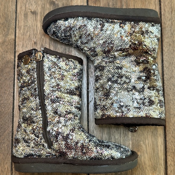 Stuart Weitzman Girls Lil Vera 3 Cheetah Sparkle Sequin Zip Boot / Sz 8 Toddler - Picture 6 of 14